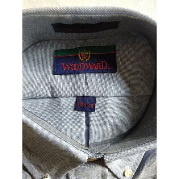 Vtg Woodward Dayton Single Needle Tailoring Blue Oxford Shirt 16.5/38 USA 1980s - Picture 2 of 13